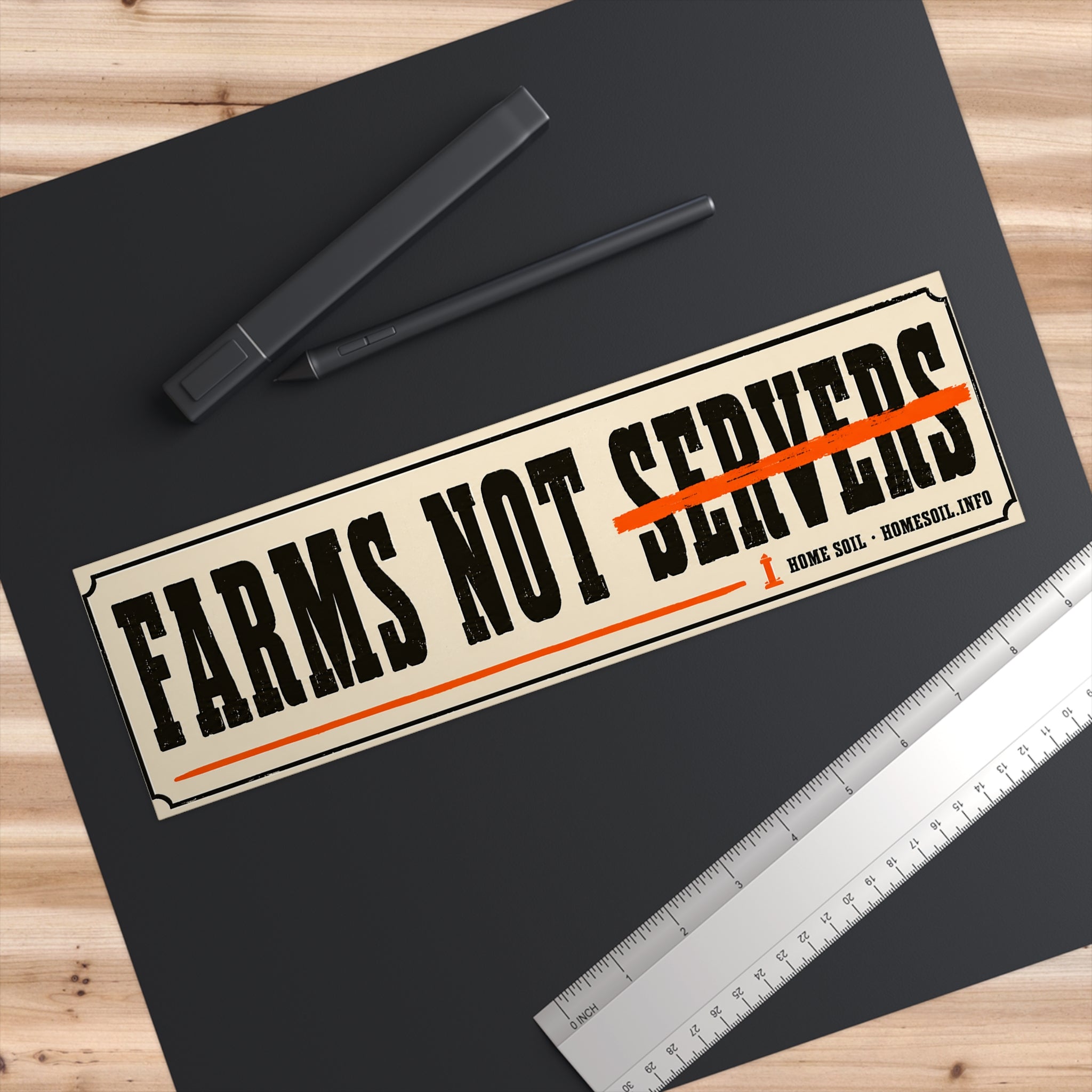 Bumper Sticker — "FARMS NOT SERVERS" Vintage Political Farm Solidarity Sticker