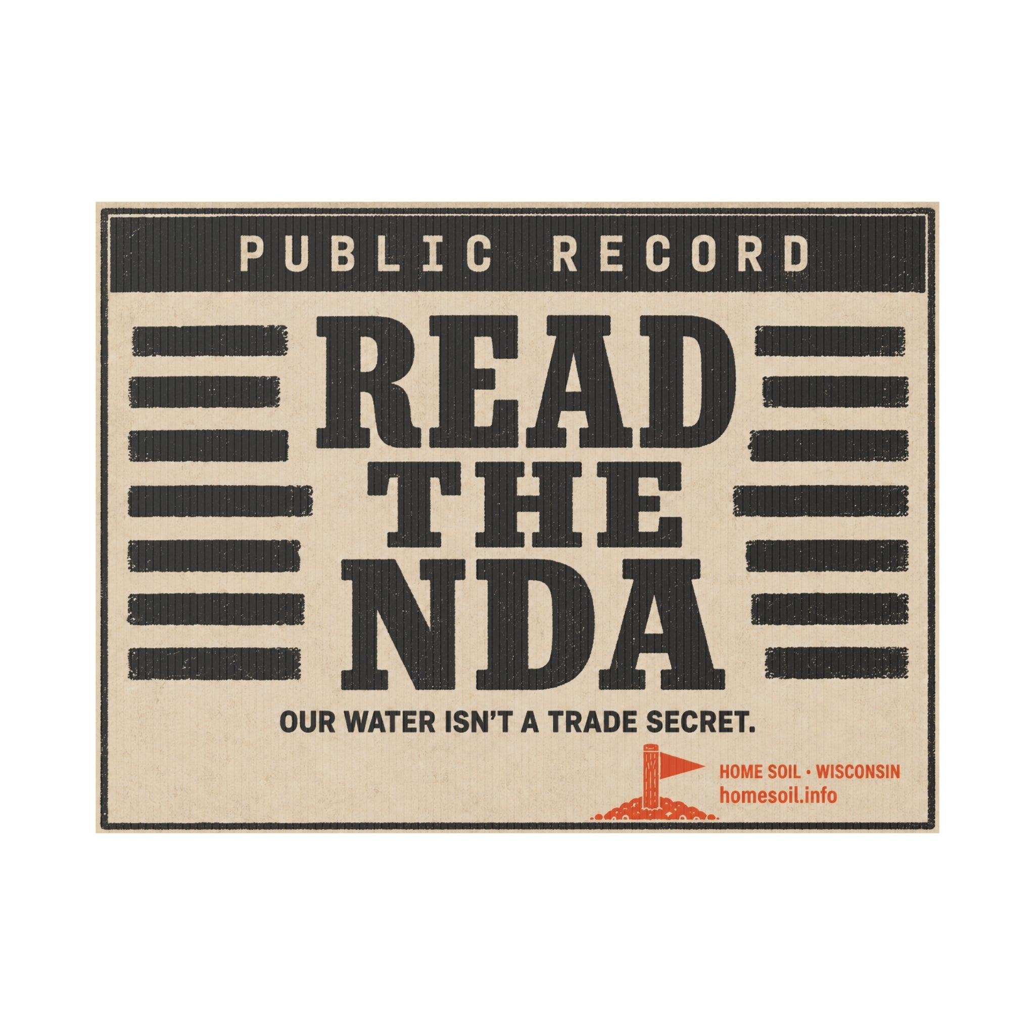 Yard Sign — "Read the NDA" Public Record Water Rights Protest Sign