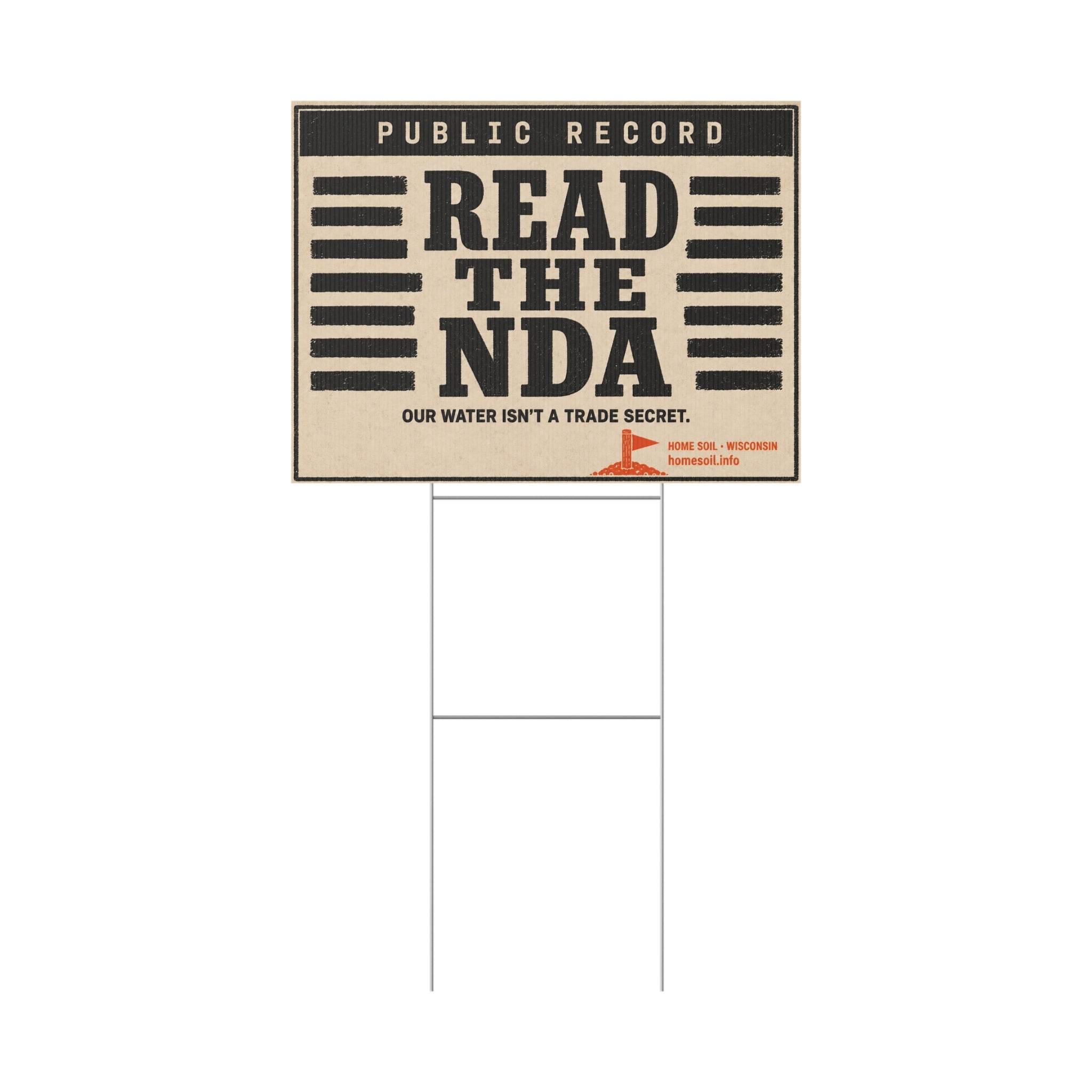 Yard Sign — "Read the NDA" Public Record Water Rights Protest Sign