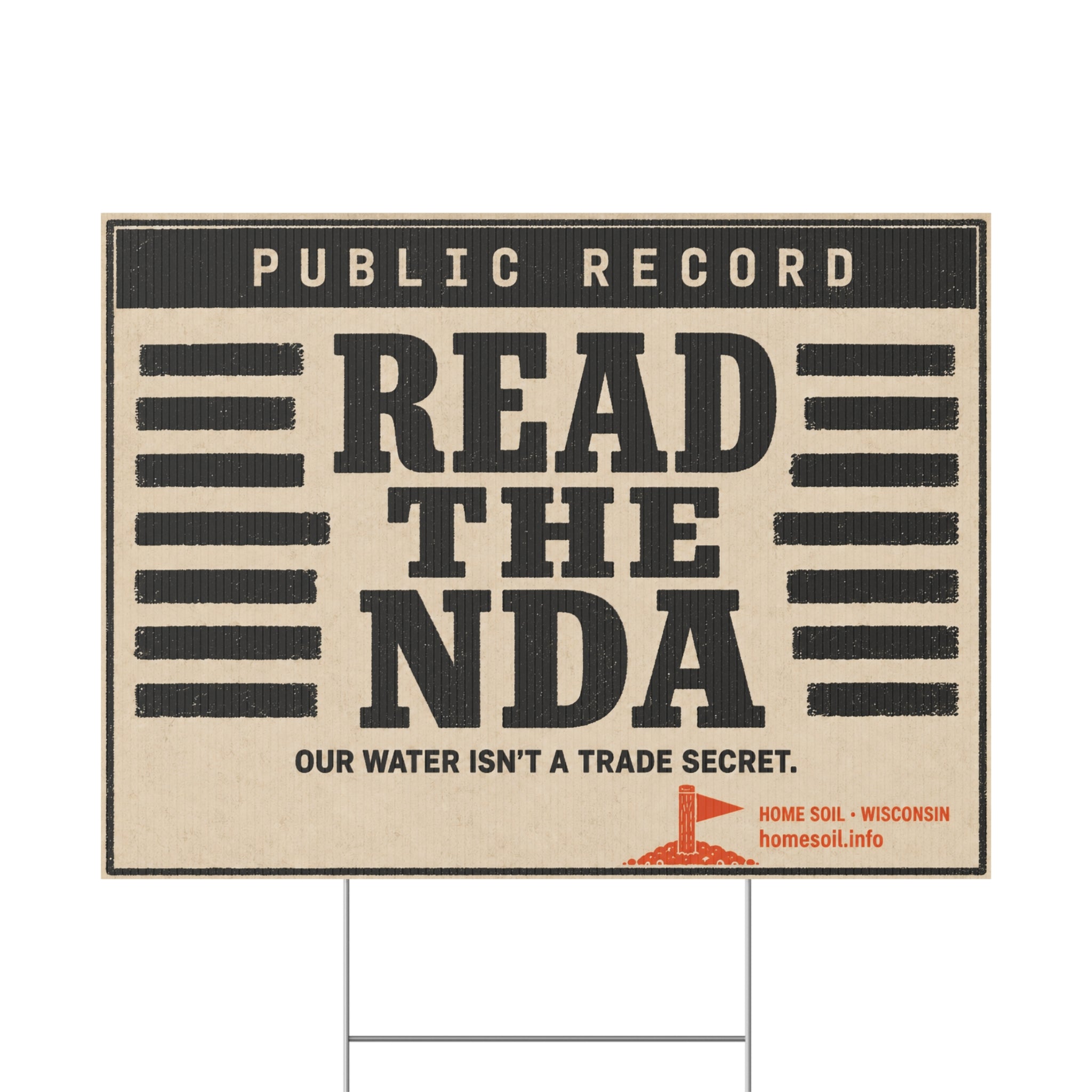 Yard Sign — "Read the NDA" Public Record Water Rights Protest Sign